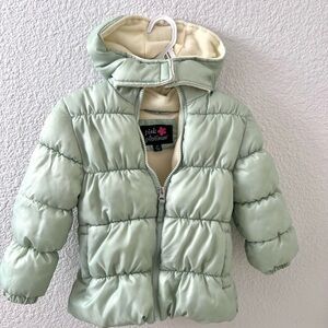 Pink Platinum Light Green Hooded Puffer Jacket